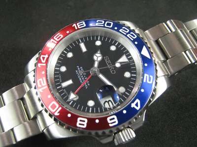 $350 • Buy New SEIKO Automatic GMT HN34 Pepsi Bezel Sapphire Crystal Water Proof FREE SHIP
