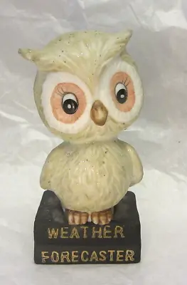 Vintage Enesco Ceramic Wise Owl Figurine Weather Man Forecaster Meterologist '75 • $15