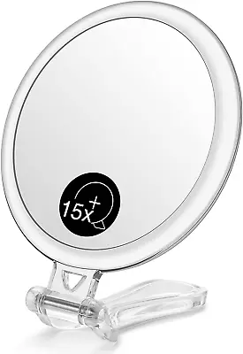 Hand Mirror Double-Sided 1X/15X Magnifying Foldable Makeup Mirror For Han • $8.49