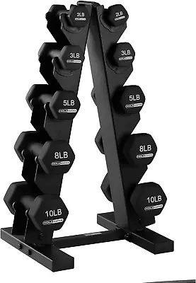 Holahatha Neoprene Dumbbell Free Hand Weight Set With Storage Rack Ideal For Ho • $169.57