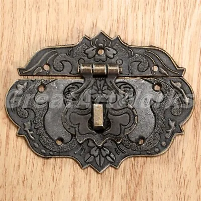 $4.59 • Buy 3 Size Embossing Antique Brass Decorative Jewellery Box Latch Hasp Trinket Clasp
