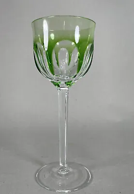 Moser Crystal Wine Hock Glass Cut To Clear Green • $145