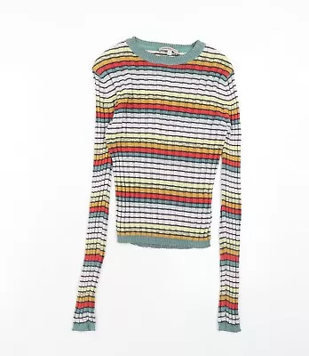 Marks And Spencer Womens Multicoloured Roll Neck Striped Cotton Pullover Jumper  • £4.75