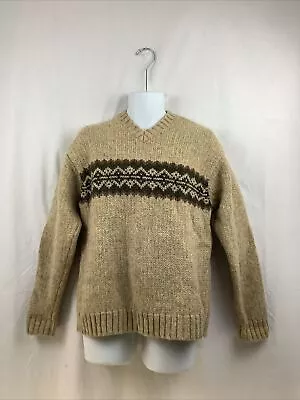 Vintage Abercrombie & Fitch Men's Medium Wool Fair Isle Pullover Sweater Beige • $32.90