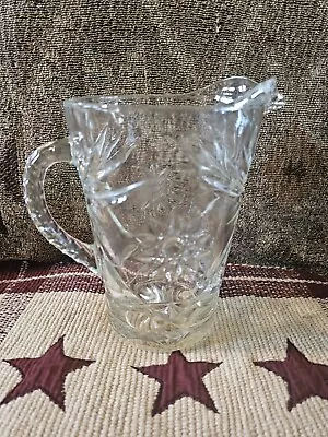 Vintage Anchor Hocking EAPC Cut Heavy Glass Pitcher Cut Star And Starburst • $9.99