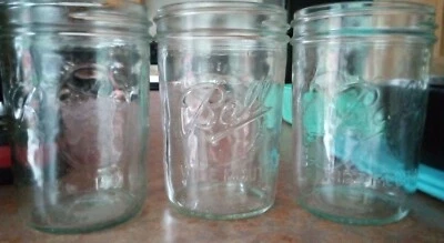 $6.99 • Buy Ball Wide Mouth Pint Size Freezer Safe Fruit Jars (Lot Of 3) No Lids Or Seals