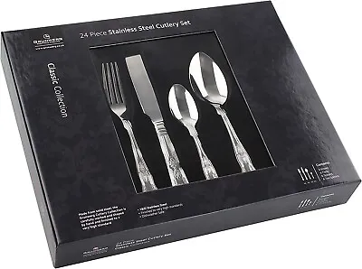 £29.99 • Buy Stainless Steel Cutlery Set 24 Piece Dinner Grunwerg Boxed Classic Kings Pack