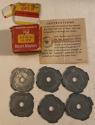 Vintage Webster Chicago 6 Record Adapters For 45 RPM With Box & Directions • $5