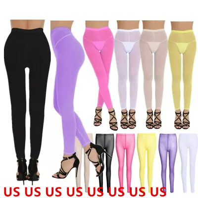 Women's See-through Mesh Pantyhose Gym Sport Fitness Tights Transparent Trousers • $5.51