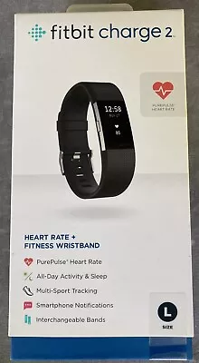 Fitbit Charge 2 Stainless Steel Activity Tracker FB407SBKL Large Black New • $49.95