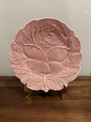 Antique Vintage Bordallo Pinheiro Pink Leaf Plate Great Condition • $22