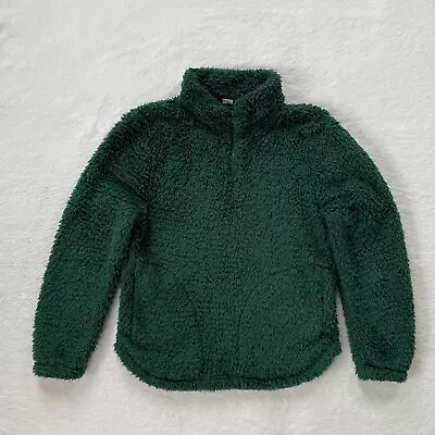 GAP Women’s Sherpa Half-Zip Pullover Sweatshirt Green Pine S Sherpa Jacket Warm • £9.64