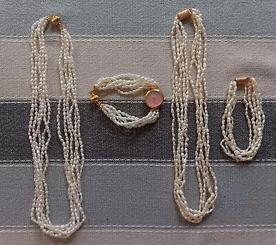 Lot Of 4 Vintage Fresh Water Pearls Necklace Watch Bracelet • $28