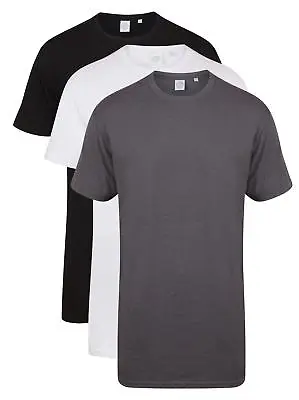 Mens Mans BLACK GREY Or WHITE Extra Long Length Cotton Tee T-Shirt • £11.50