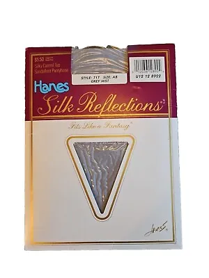 Vtg 1995 Hanes Silk Reflections Pantyhose Grey Size AB Made In USA • $10