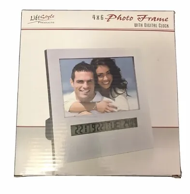 Life Style Products Photo Frame Digital Clock 4” X 6” Metallic - NEW • $15