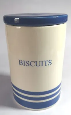 Tall T&G Ceramic Kitchen Biscuit Storage Jar Blue/White Striped Design 18 Cm.  • £29