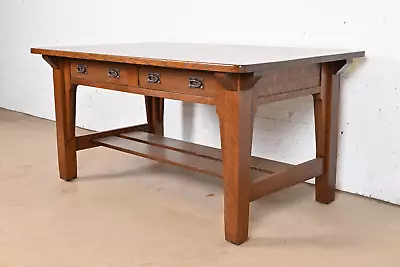 Antique Stickley Brothers Mission Oak Arts & Crafts Desk Or Library Table • $4995
