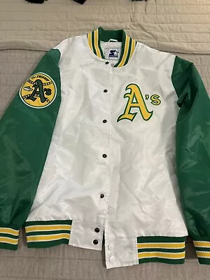 Oakland Athletics A's Satin Jacket By Starter Sz L White • $105