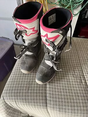 ALPINESTARS TECH 3 STELLA BOOTS BLACK/WHITE/PINK  Size 9 Pre Owned • $50