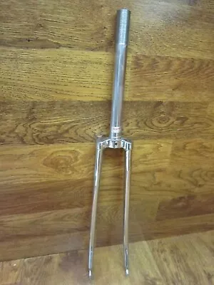 NOS VINTAGE CORTINA 1  X 9 1/2   THREADED LUGGED STEEL 27  ROAD FORK - CHROME • $99.99