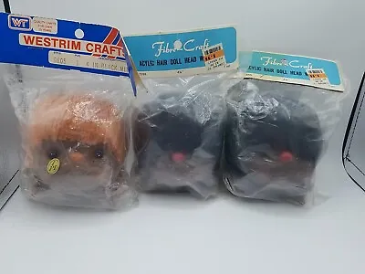 Lot Of 3 Vintage  Black Mitzy 4/4.25 Inch Doll Heads Fibre Craft Westrim NOS • $16.60