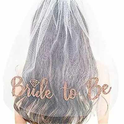 Bride To Be Veil Hen Party Veils White Rose Gold Novelty Wedding Accessories • £3.75