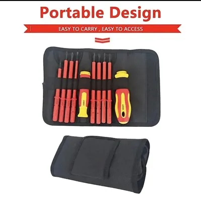 10x VDE Insulated Electrician Interchangeable Head Screwdriver Set & Pouch UK • £12.99
