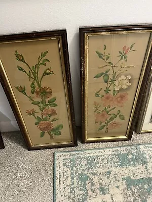 Prints Framed Botanicals Vintage 10 1/4 X 23 1/4 Under Glass. Wood And Paper Beg • $32