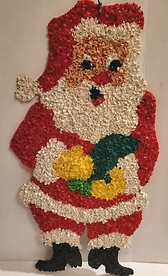 Vintage Melted Plastic Popcorn Santa Large 24 In. Tall Christmas Great Condition • $17.50