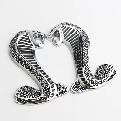 Cobra Snake Left And Right Emblem Badge For Fender 2 Pieces Metal (Silver Black) • $16.99