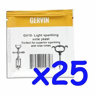 £33.17 • Buy 25x Gervin GV10 Wine Yeast 5g Champagne & Dessert Wines 18.5% 5-23L BBE 07/2021