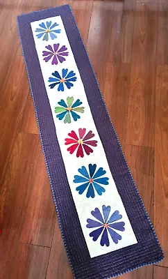 Handmade Long Patchwork Table Runner Wall Hanging Throw Bed Throw Purple • £29.99