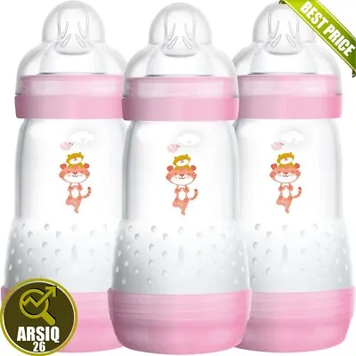 £24.99 • Buy MAM Pink Easy Start Baby Bottle Pack Of 3 X 260ml (Designs May Vary)