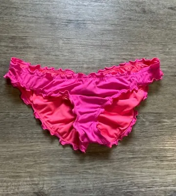 Victoria’s Secret Ruffle Cheeky Scrunch Butt Bikini Bottom Neon Pink • $19.99