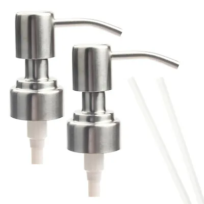 2X Soap Pump Liquid Replacement Dispenser Head Nozzles Stainless Steel  Brushed • £5.39