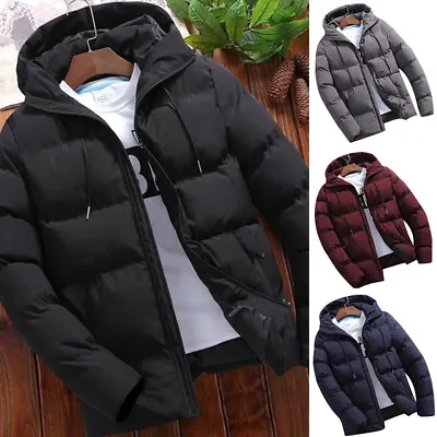 Winter Men Warm Duck Down Jacket Ski Snow Thick Hooded Zipper Puffer Coat Parka • $24.89