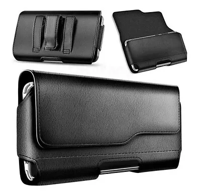 For Mobile Phones Black Universal Size Belt Clip Loop Leather Case Pouch Holster • $18.88