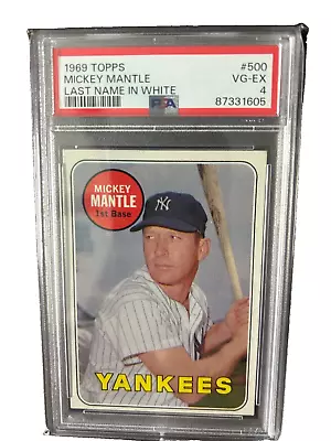 1969 Topps Baseball #500 Mickey Mantle White Letters SGC 4 VG-EX • $1450