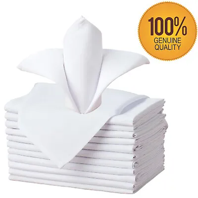 £150 • Buy Pure White 100% Cotton Fabric NAPKINS Wedding | Party | Table Linen 16  X 16 UK