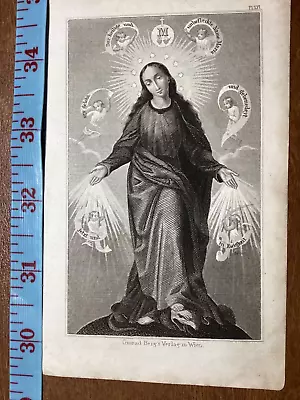 Antique Holy Card  Print 1800’s  Virgin Miraculous Medal Print • $4.50