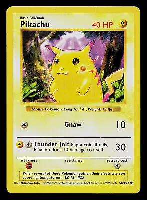 Pokemon Card - Pikachu (Red Cheeks) - Base Set (Shadowless) 58/102 • $29.99