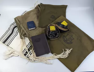 IDF ZAHAL TEFILLIN TALLIT TZIZIT TEHILIM 2 CASE 60'S Prayer BOOK Military ISRAEL • $222