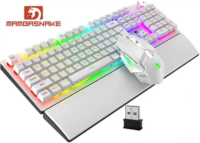 $75.99 • Buy Wireless Gaming Keyboard And Mouse Combo Wrist Support Rechargeable Keyboard