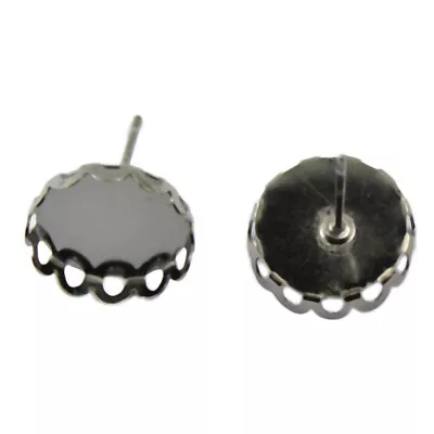 20pcs Black Earring Blanks 12mm Round Cabochon Mount DIY • £5.66