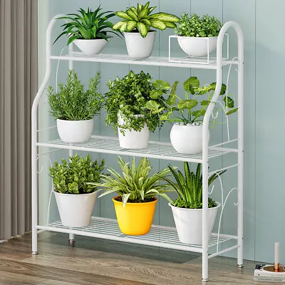 3 Tier Metal Plant Stand Corner Planter Shelf For Outdoor Indoor Garden Balcony • £17.95