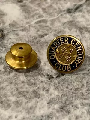 GE QUARTER CENTURY CLUB CLUTCH BACK HAT LAPEL PIN Vintage Gold Colored • $38