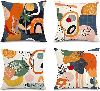 Jartinle Abstract Art Mid Century Modern Throw Pillow Covers 18X18 Colorful Boho • $29.23