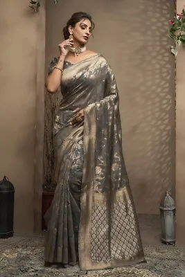 $40 • Buy Bollywood Indian Party Wear Woven Saree With Stitched Or Unstitched Blouse Piece