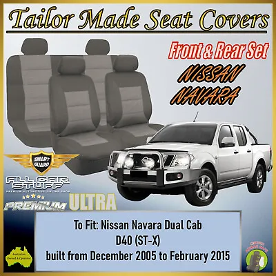 Premium Grey Seat Covers For Nissan Navara D40 ST-X Dual Cab: 12/2005 To 02/2015 • $188.20